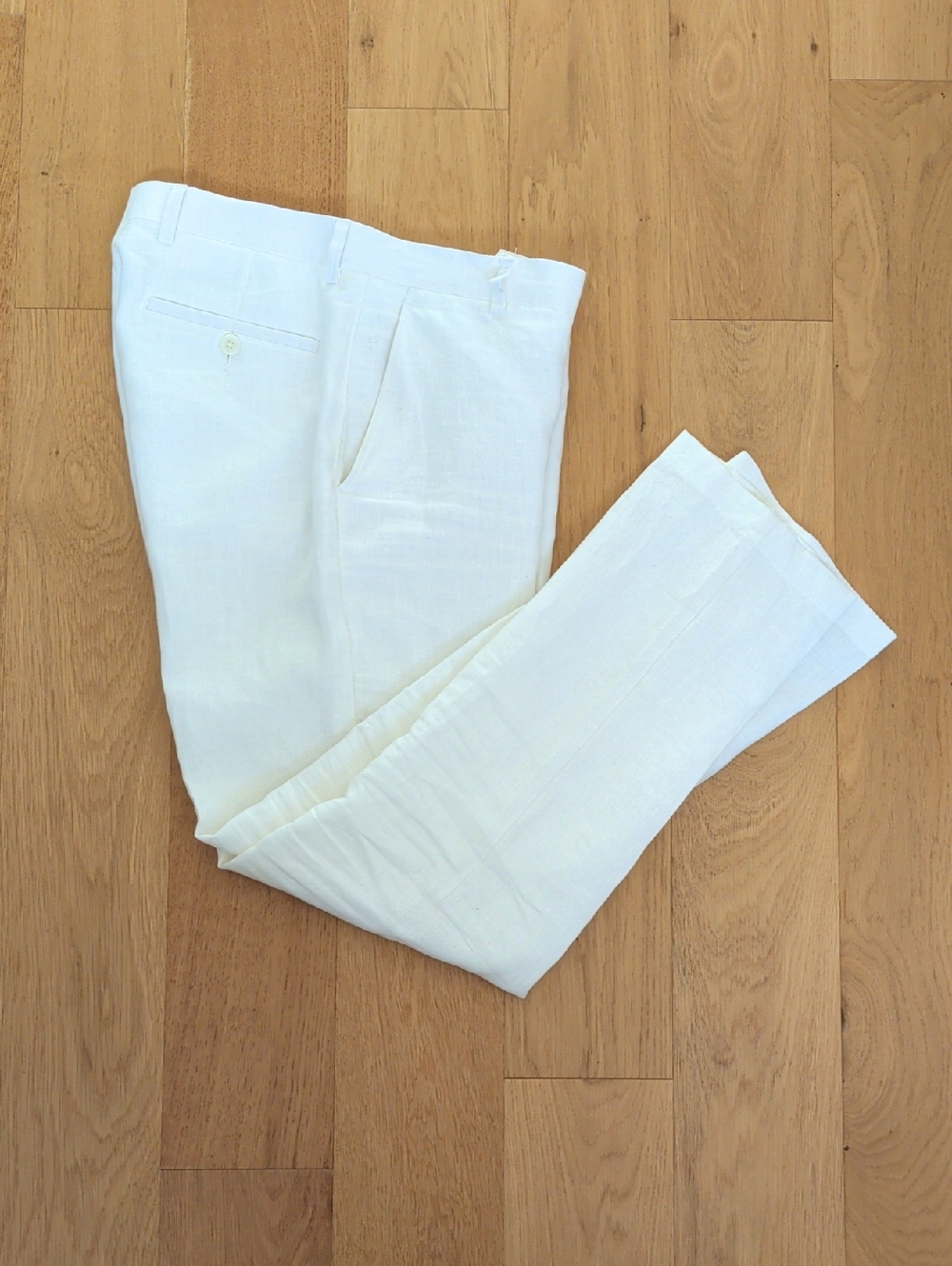 Calvin Klein White Linen-Blend Chinos